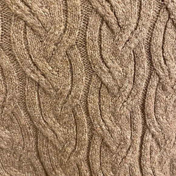 HAVEN WELL WITHIN ORGANIC COTTON CABLE KNIT SWEATER MOCK NECK BROWN SIZE SMALL - Picture 9 of 13